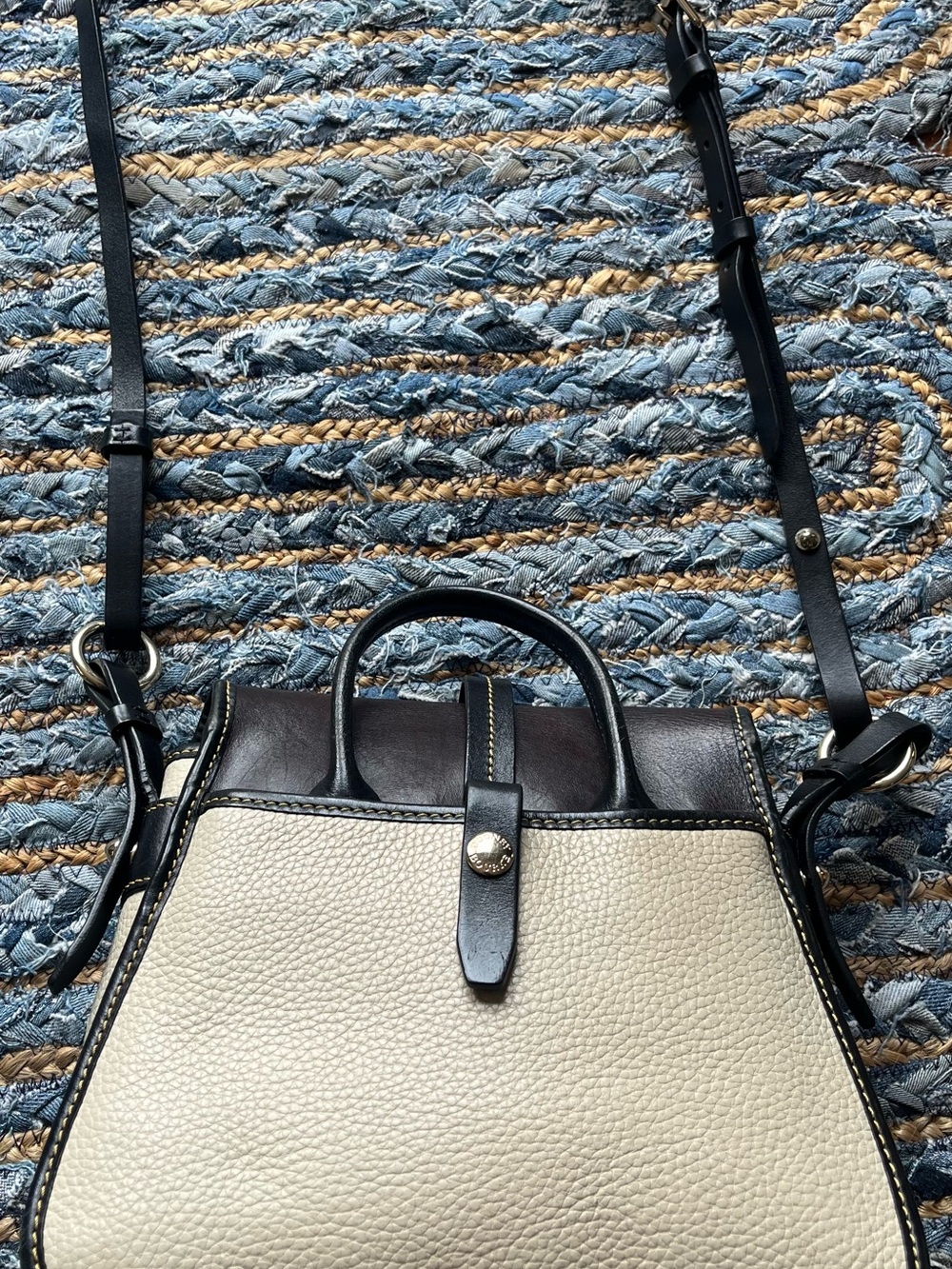 Dooney & Bourke Brown and Cream Two-Tone Leather Crossbody - Picture 2 of 7